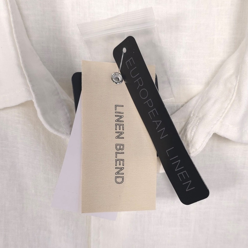 MAGASCHONI Mens New XXL Shirt Button Down EUROPEAN Linen Blend White GM50108M - Picture 10 of 13